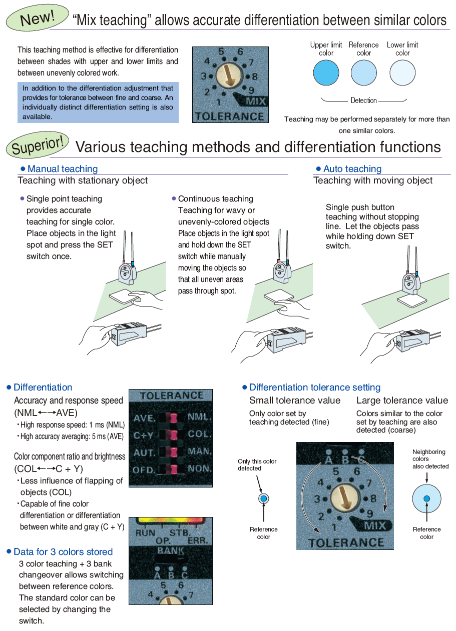 New! "Mix teaching" allows accurate differentiation between similar colors